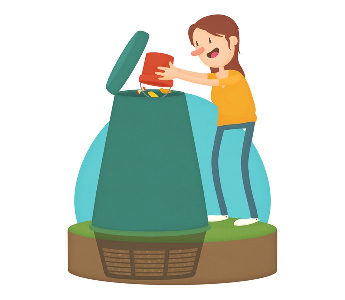Illustration of woman feeding her Green Cone.